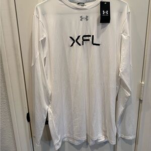 Under Armour Men's White Long Sleeve Tee with Black Logo